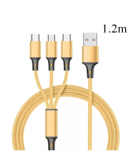 3 Way Charging Cord IPhone Android Xbox Ps "Gold"